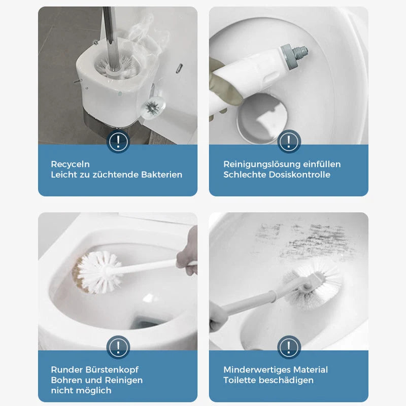 Toilet Brush Set Disposable Heads Push-Button Eighteen Refills