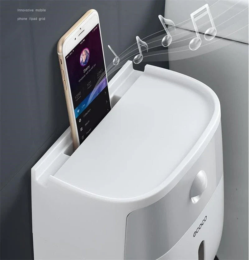 Toilet Paper Holder Waterproof Wall-Mounted Towel Storage