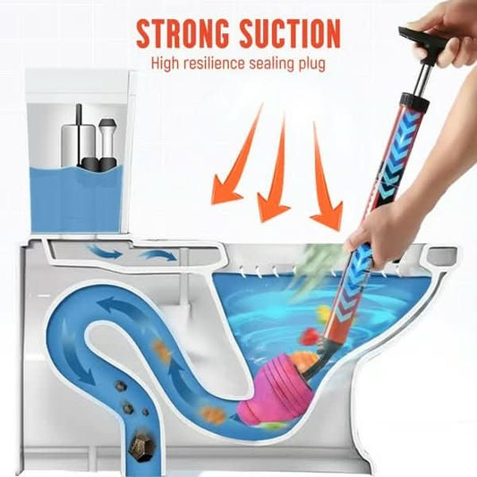 Toilet Plunger High-Pressure Air Interchangeable Attachments Chemical-Free clog removal