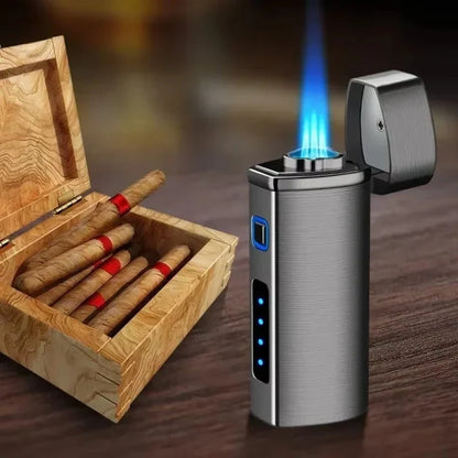 Torch Lighter Windproof Triple-Jet USB Rechargeable Metal Body