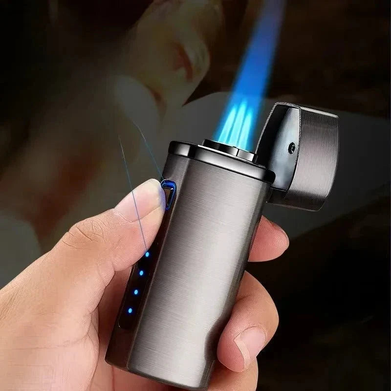 Torch Lighter Windproof Triple-Jet USB Rechargeable Metal Body