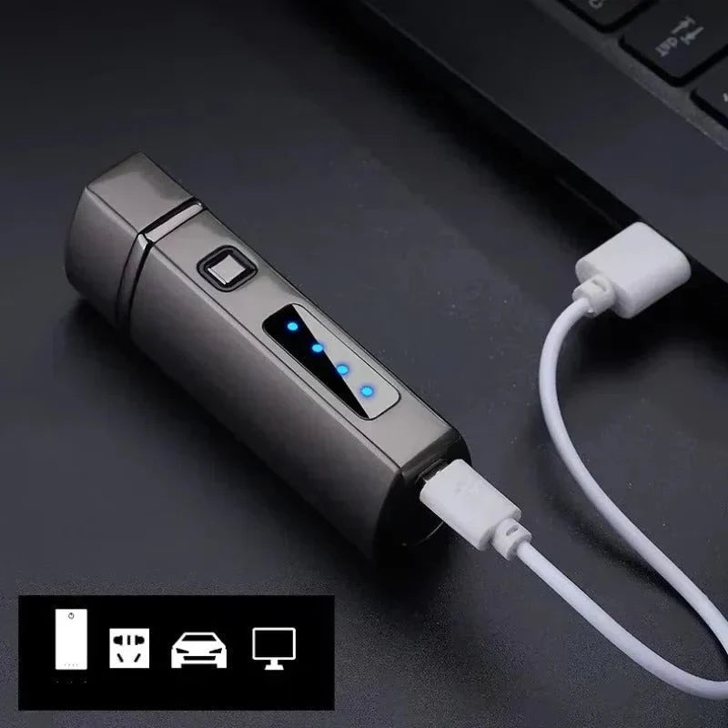 Torch Lighter Windproof Triple-Jet USB Rechargeable Metal Body