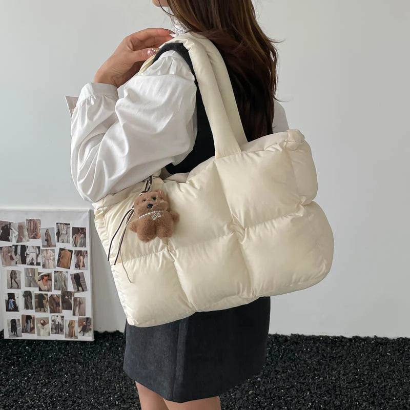 Tote Bag Puffed Spacious Lightweight Adjustable Handles