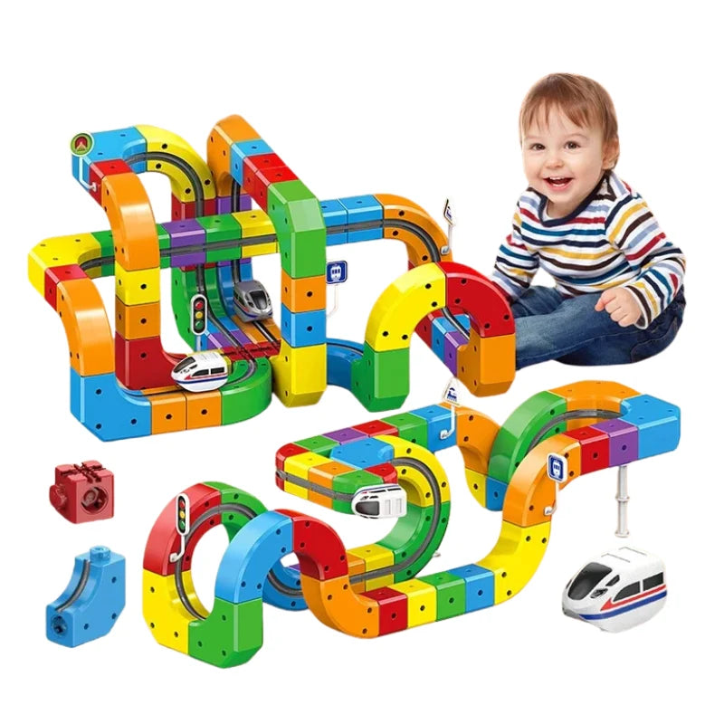 Train Building Set Modular 3D Track Rechargeable Train