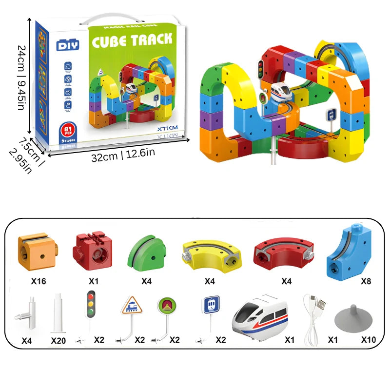 Train Building Set Modular 3D Track Rechargeable Train