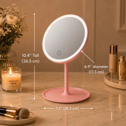 Travel Makeup Mirror 5x Magnification Dimmable LED USB Rechargeable