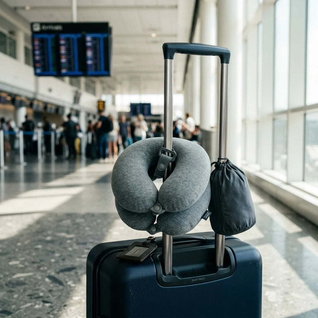 Travel Neck Pillow Adjustable Wrap-Style Microfleece & Microsuede