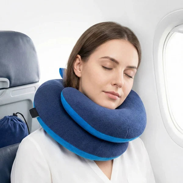 Travel Neck Pillow Adjustable Wrap-Style Microfleece & Microsuede