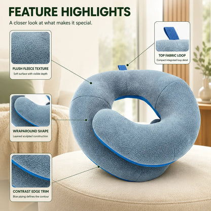 Travel Neck Pillow Adjustable Wrap-Style Microfleece & Microsuede