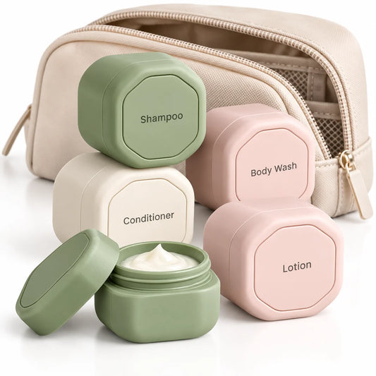 Travel Toiletry Jars BPA-Free Silicone Leakproof Stackable