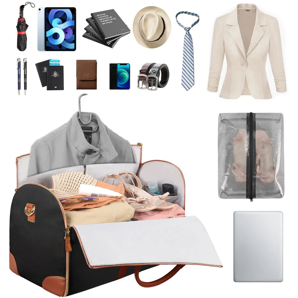 Travel Tote Bag Expandable Water-Resistant Foldable Carry-On
