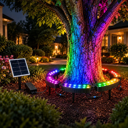 Tree Ring Light Solar-Powered RGB Modular 360-Degree Design