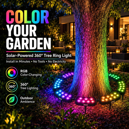 Tree Ring Light Solar-Powered RGB Modular 360-Degree Design