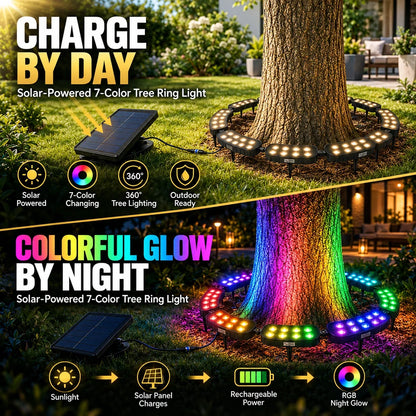Tree Ring Light Solar-Powered RGB Modular 360-Degree Design