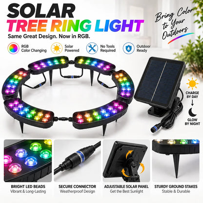 Tree Ring Light Solar-Powered RGB Modular 360-Degree Design
