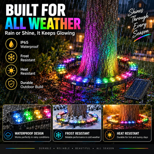 Tree Ring Light Solar-Powered RGB Modular Design