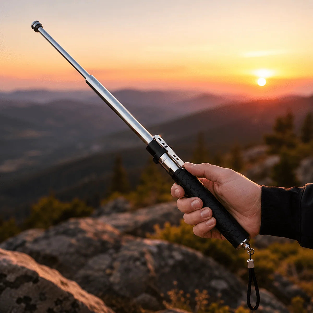 Trekking Pole Automatic Folding Aluminum Alloy Anti-Slip Grip