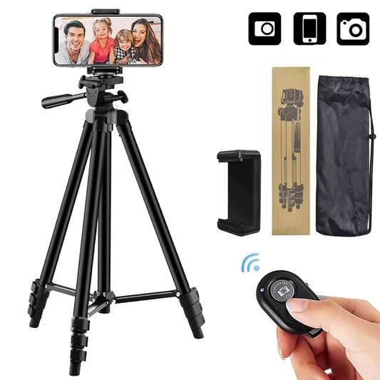 Tripod Stand Adjustable Height Wireless Remote Smartphone & DSLR Compatible