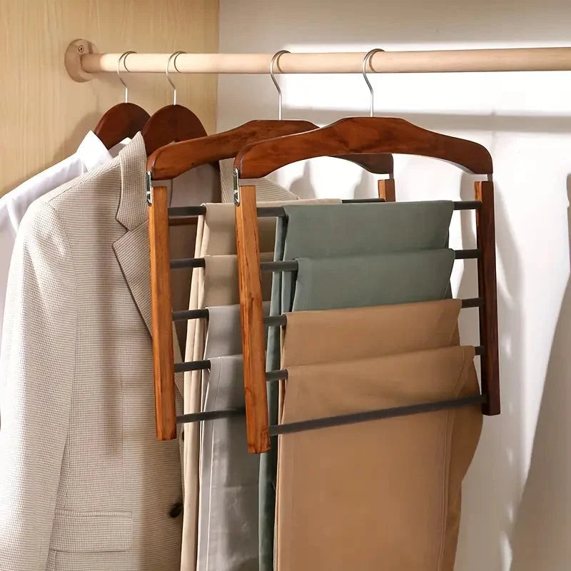Trouser Hanger Wooden Multi-Bar Space-Saving Design