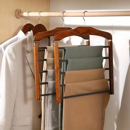 Trouser Hanger Wooden Multi-Bar Space-Saving Design