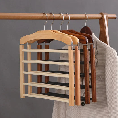Trouser Hanger Wooden Multi-Bar Space-Saving Design