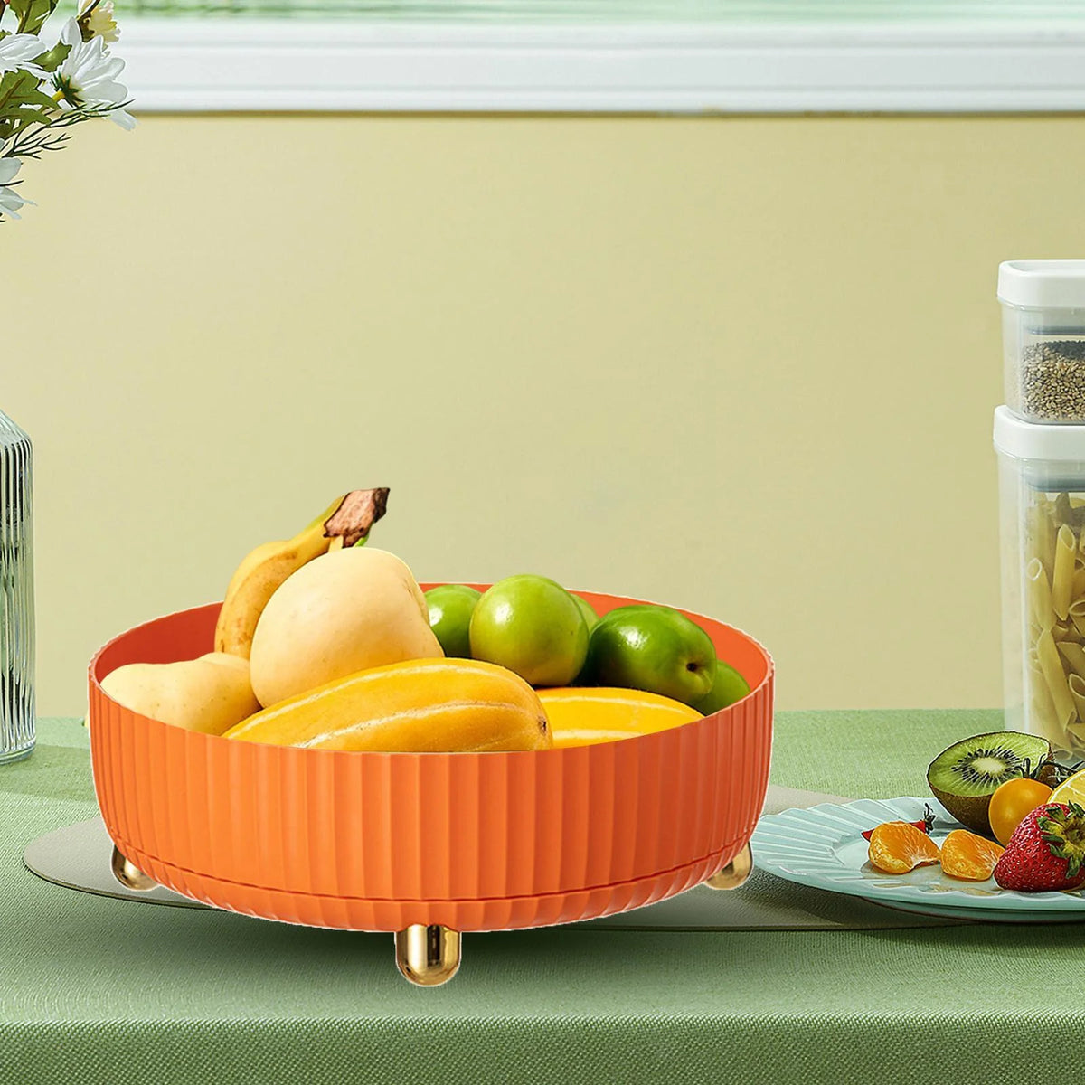 Turntable Organizer 360° Rotating Raised Edge Removable Tray