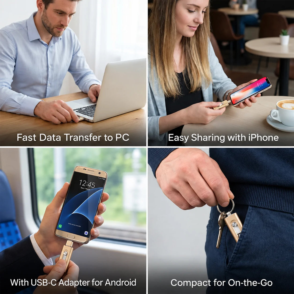 USB Flash Drive USB 3.0 Type-C & OTG Foldable Metal Casing
