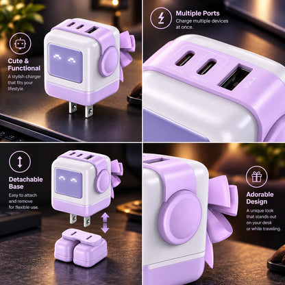 USB Wall Charger Fast Charge Dual USB-C & USB-A