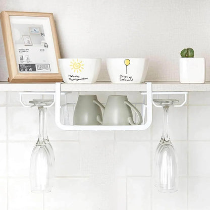 Under Cabinet Glass Rack Iron Space-Saving Storage