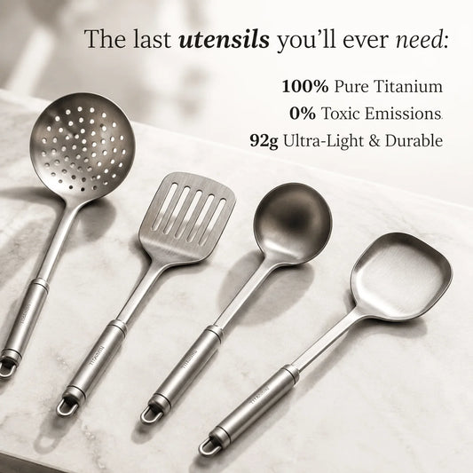 Utensil Set Pure Titanium Induction Compatible & Dishwasher Safe