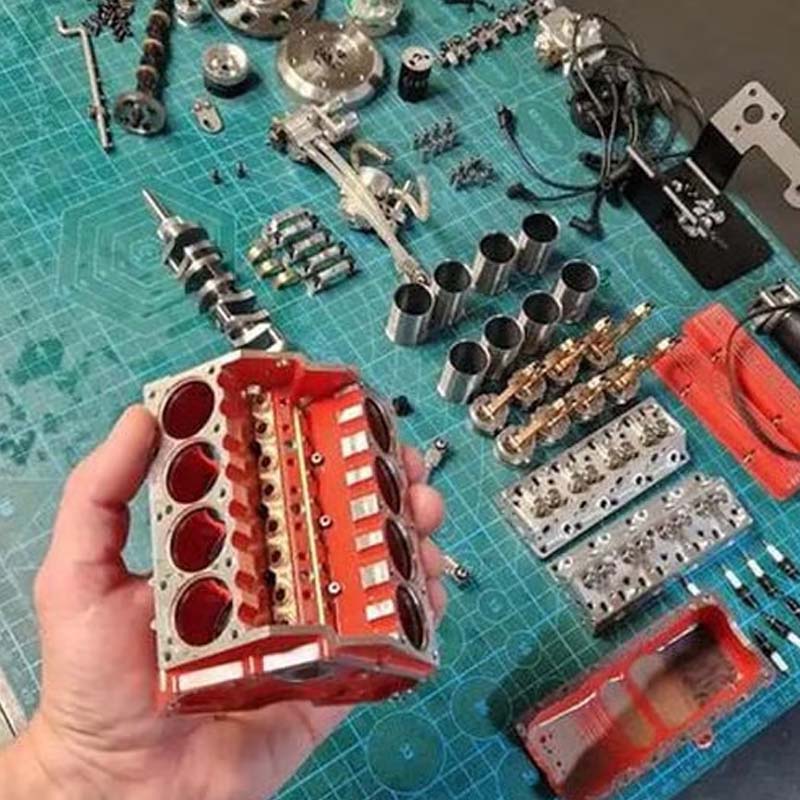 V8 Engine Model Kit Gasoline-Powered CNC-Machined Metal Components
