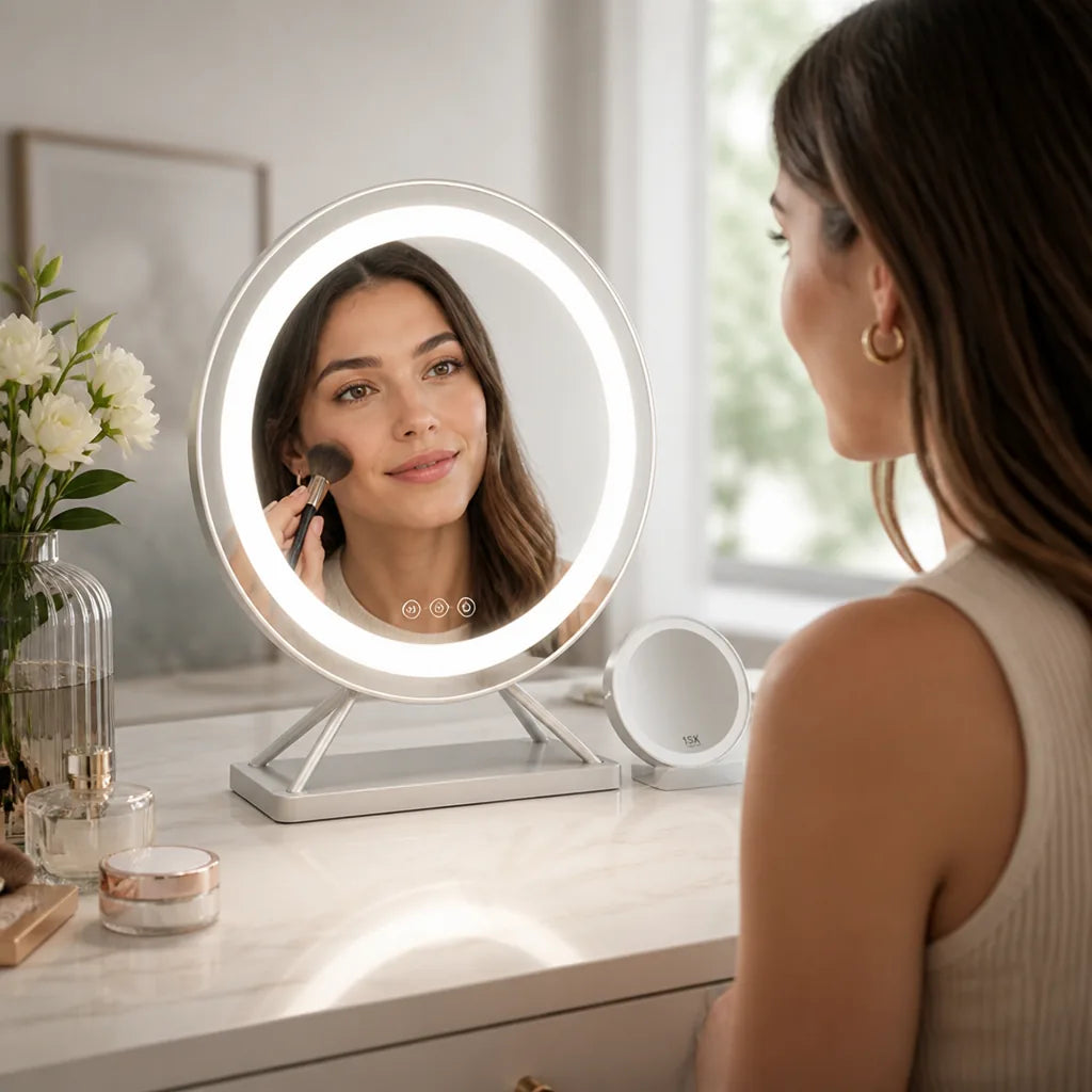 Vanity Mirror Dimmable LED 360° Rotation Detachable 15x Magnifier