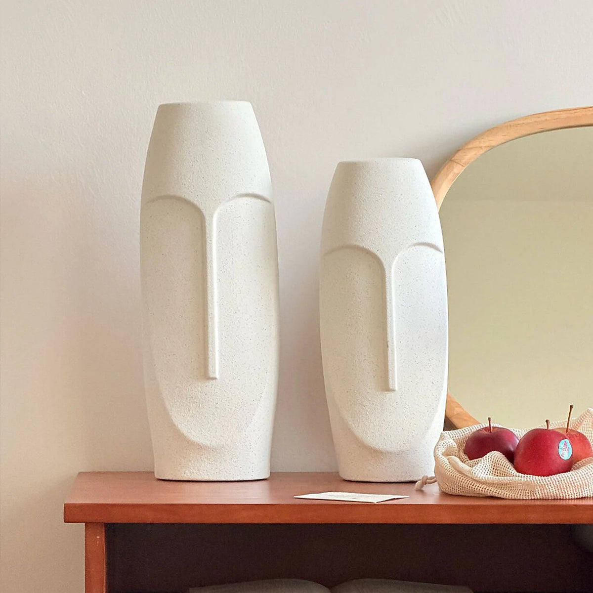 Vase Abstract Face Ceramic 15.9 Inch