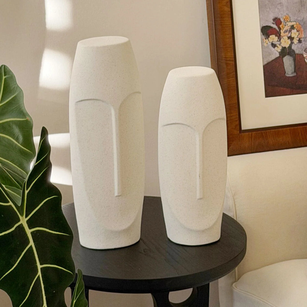 Vase Abstract Face Ceramic 15.9 Inch