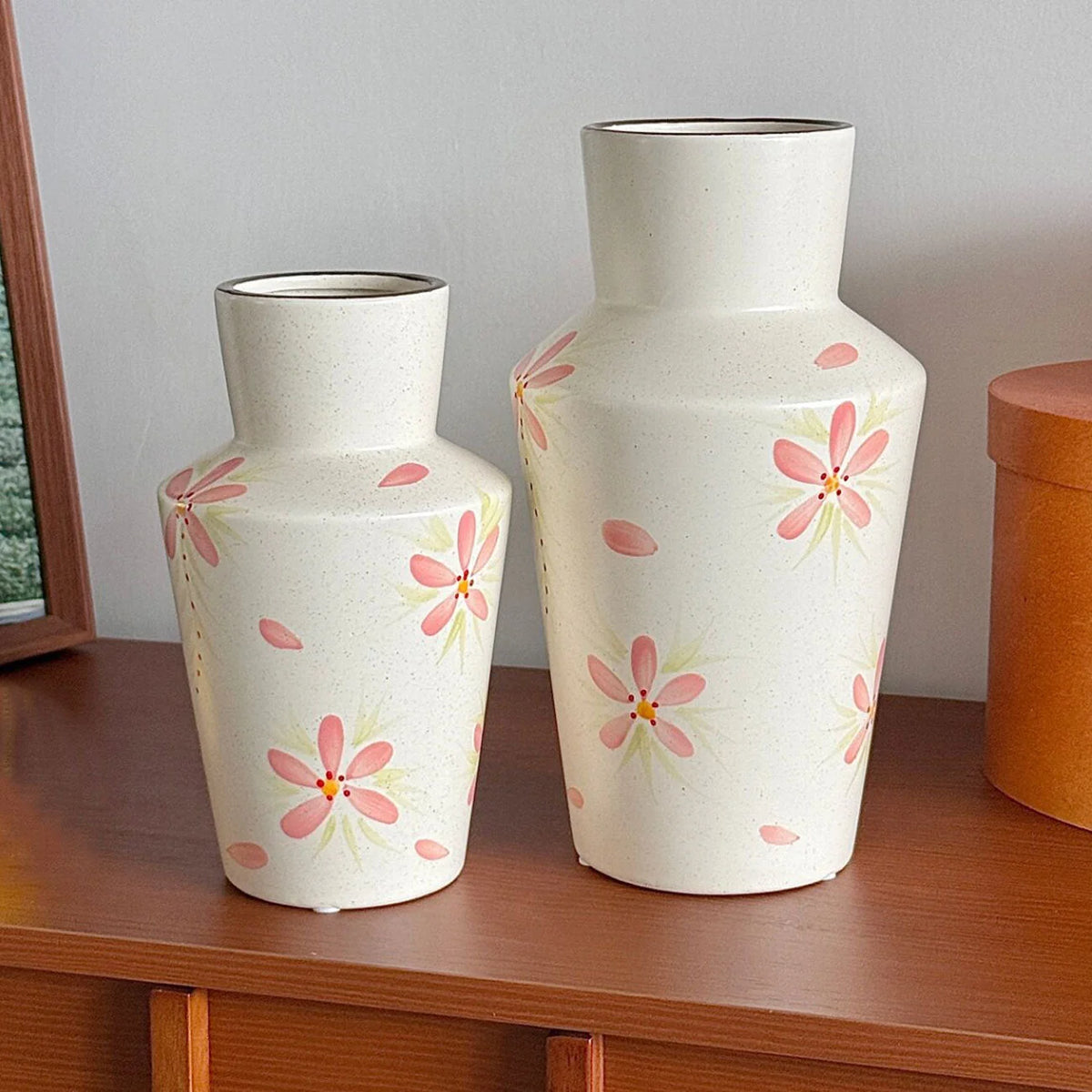 Vase Ceramic Smooth Finish Floral Pattern 28cm