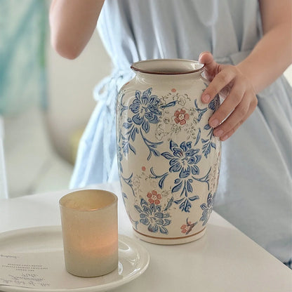 Vase Ceramic Vibrant Floral Pattern Smooth Finish