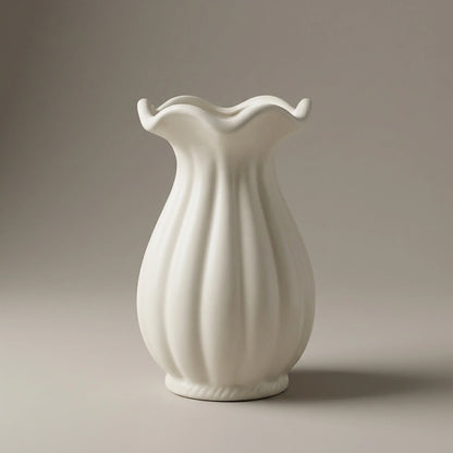 Vase Pleated Paper-Bag Matte Ceramic & Waterproof Interior