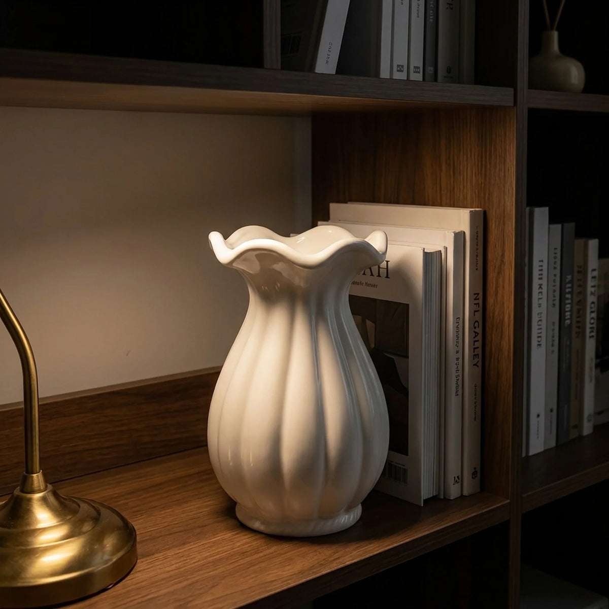 Vase Pleated Paper-Bag Matte Ceramic & Waterproof Interior