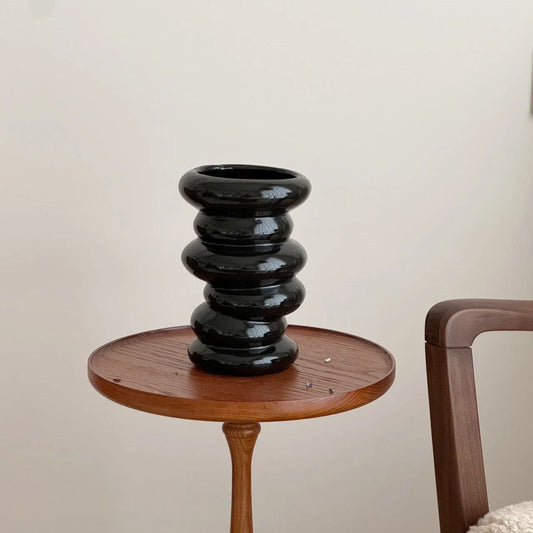 Vase Sculptural Glossy Ceramic Centerpiece