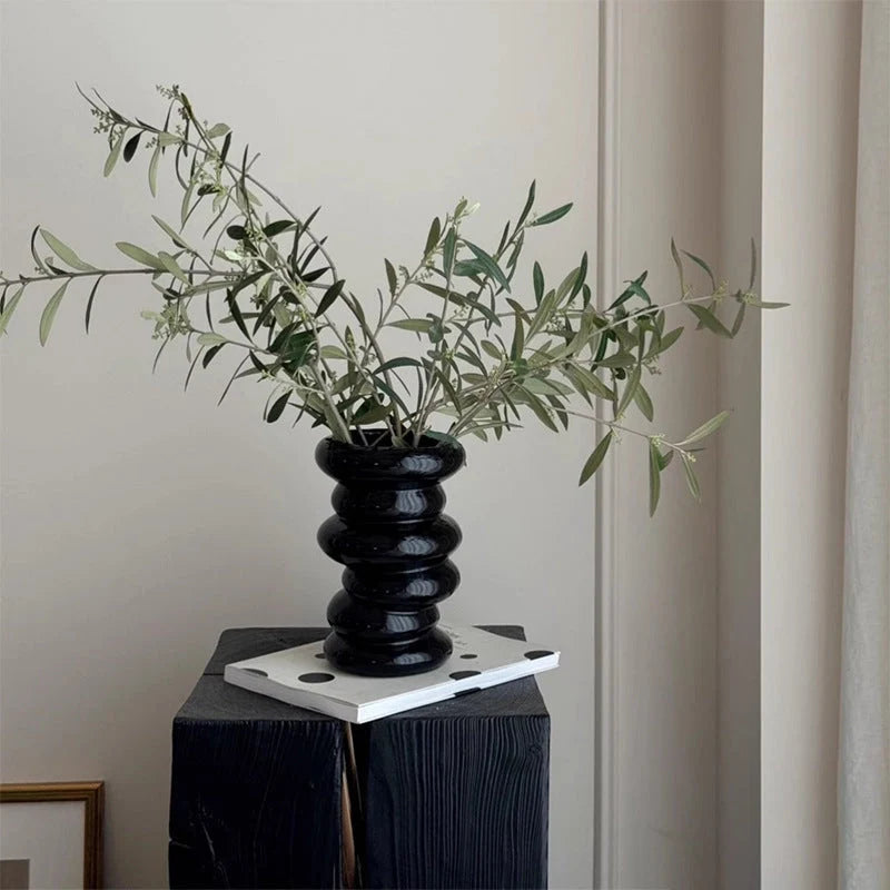 Vase Sculptural Glossy Ceramic Centerpiece