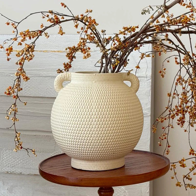Vase Woven Ceramic Tabletop Accent