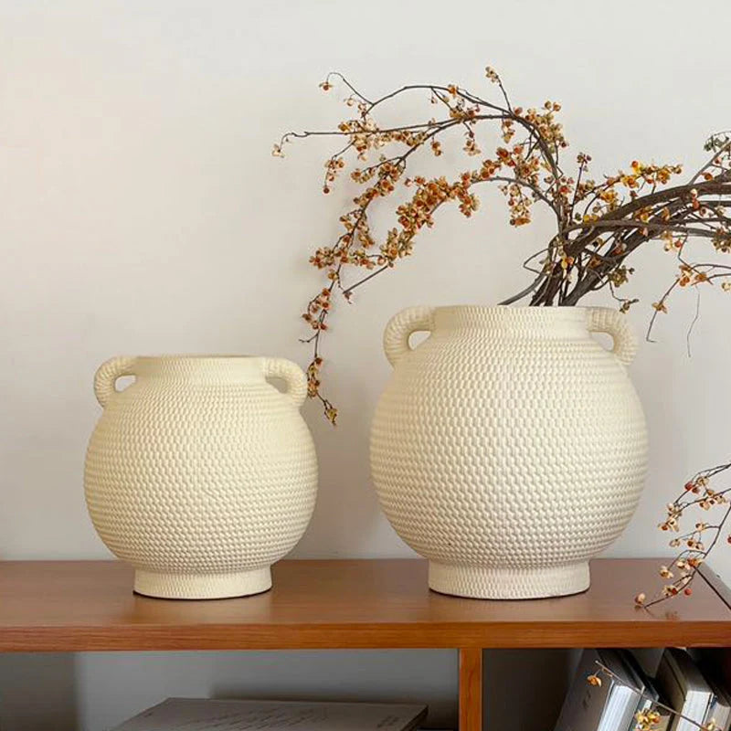 Vase Woven Ceramic Tabletop Accent