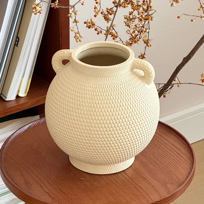 Vase Woven Ceramic Tabletop Accent