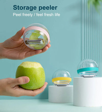 Vegetable Peeler Double Serrated Blades Built-In Scrap Container