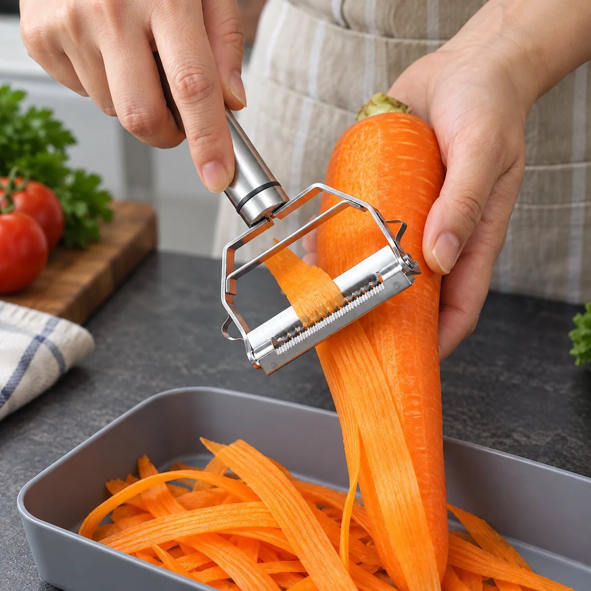 Vegetable Peeler Double-Sided Stainless Steel Blade Non-Slip Handle