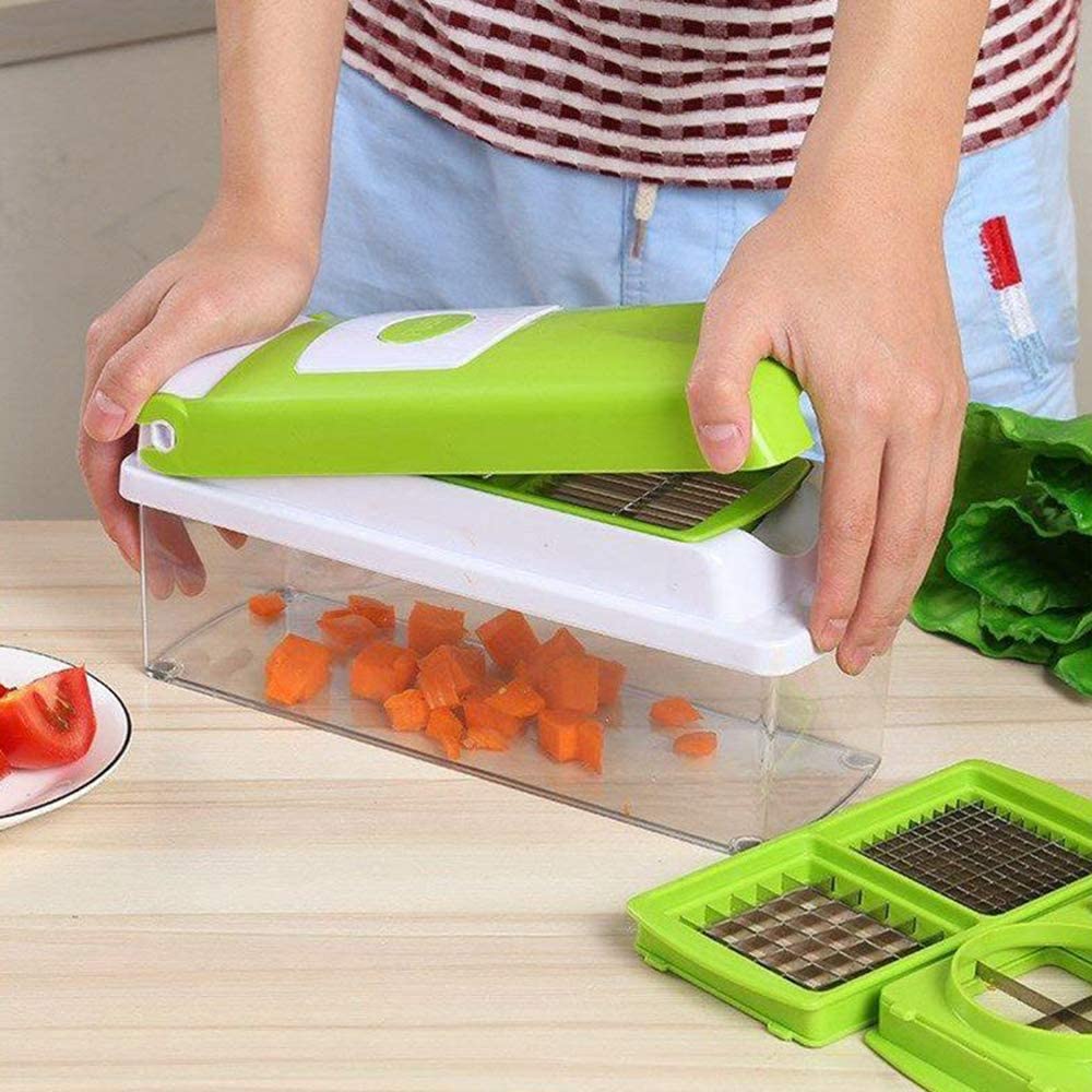 Vegetable Slicer Stainless Steel Blades Built-In Catch Container