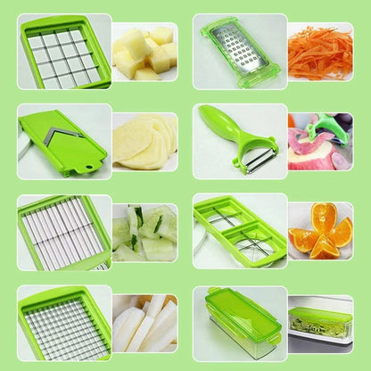Vegetable Slicer Stainless Steel Blades Built-In Catch Container