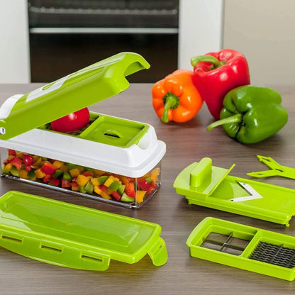 Vegetable Slicer Stainless Steel Blades Built-In Catch Container