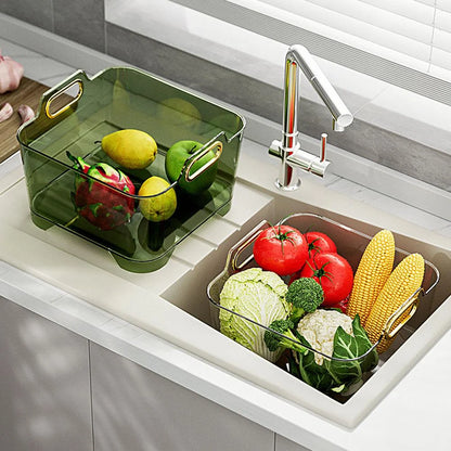 Vegetable Washing Basket Stackable Quick-Drain Plastic Sieve