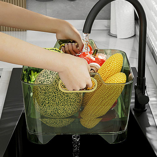 Vegetable Washing Basket Stackable Quick-Drain Plastic Sieve